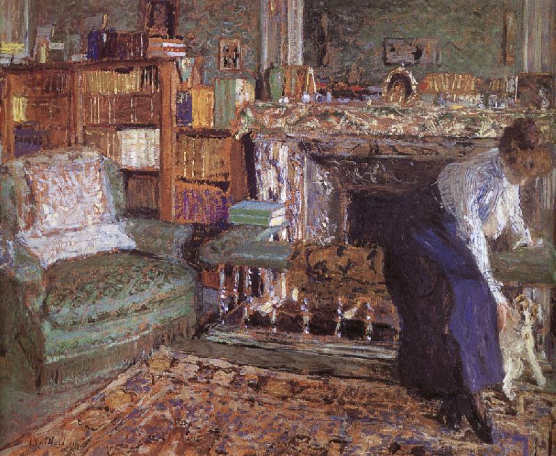 Edouard Vuillard Margaret playing with her puppy oil painting picture